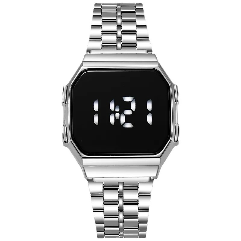 Reloj Electrónico LED De Banda De Acero Unisex